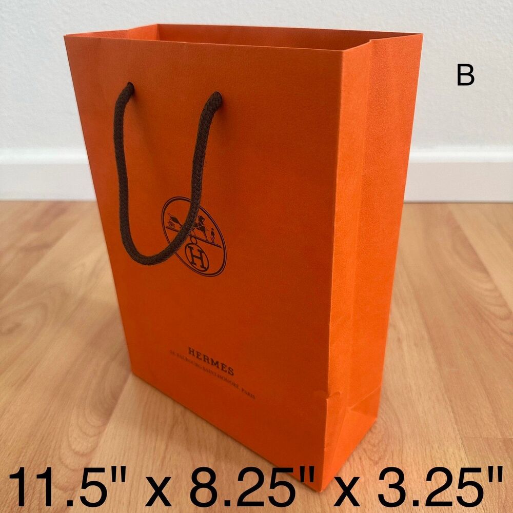 Hermes Paper Shopping Bag - small orange, 11.5" x 8.25" x 3.25" [B]